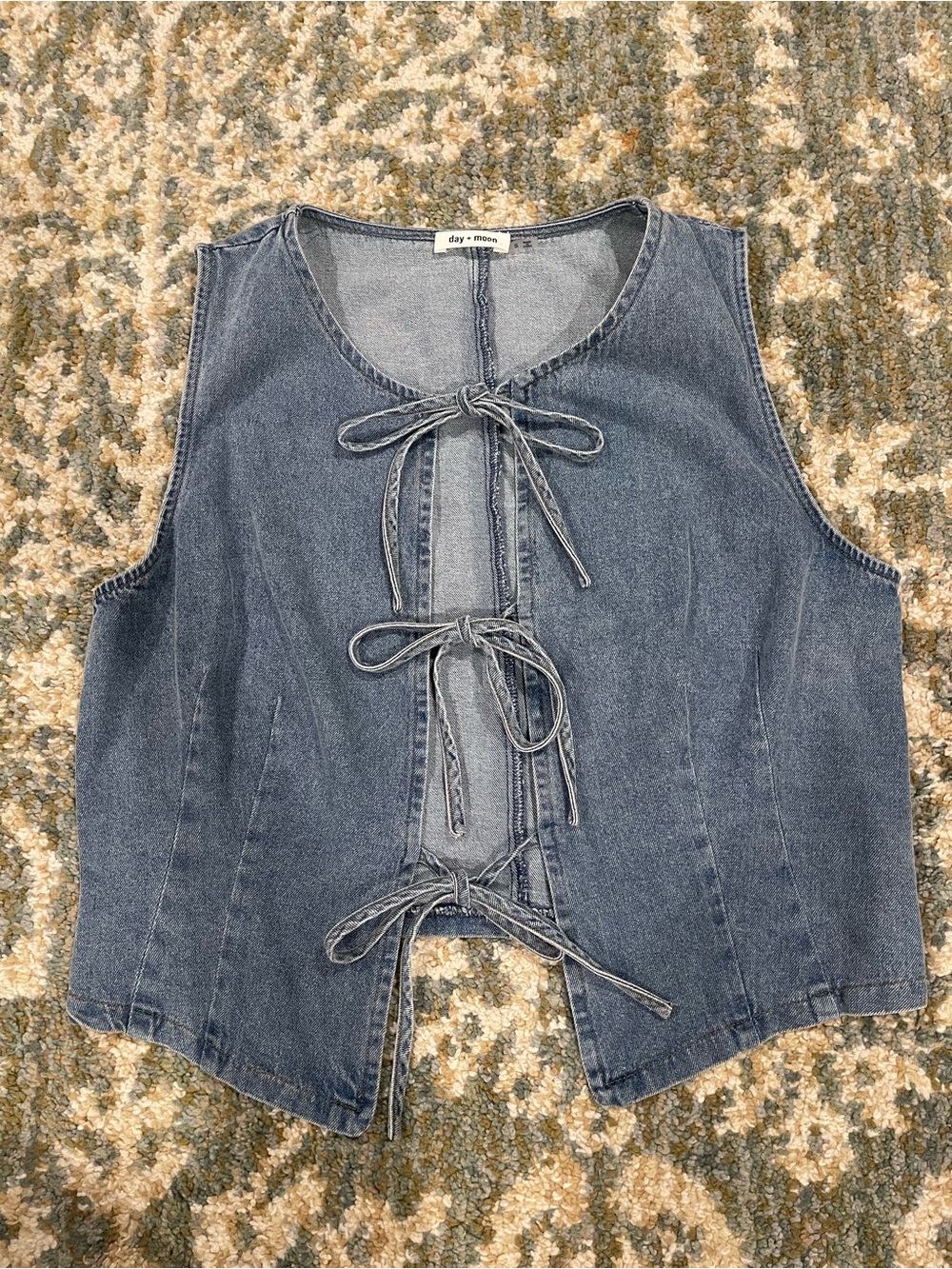 Blue Denim Tie-Front Vest